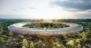 Proyecto de apple es un edificio en forma de nave espacial